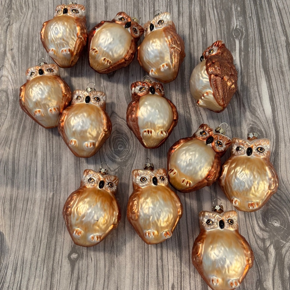 Lot of Glass Blown Owl Ornaments
